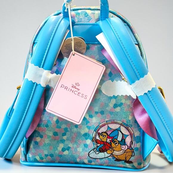 2026 Loungefly Disney Cinderella Stained Glass Mini Backpack NWT Princess Blue